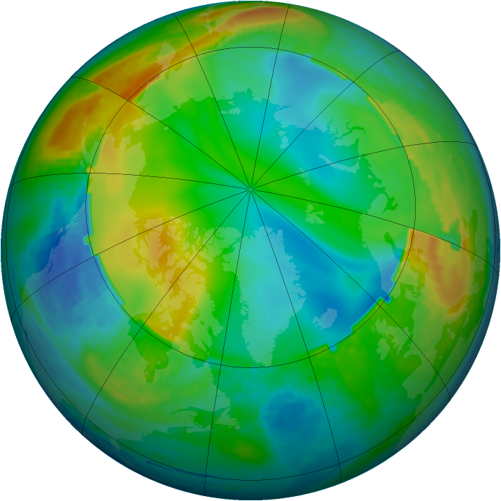 Arctic ozone map for 15 December 1988